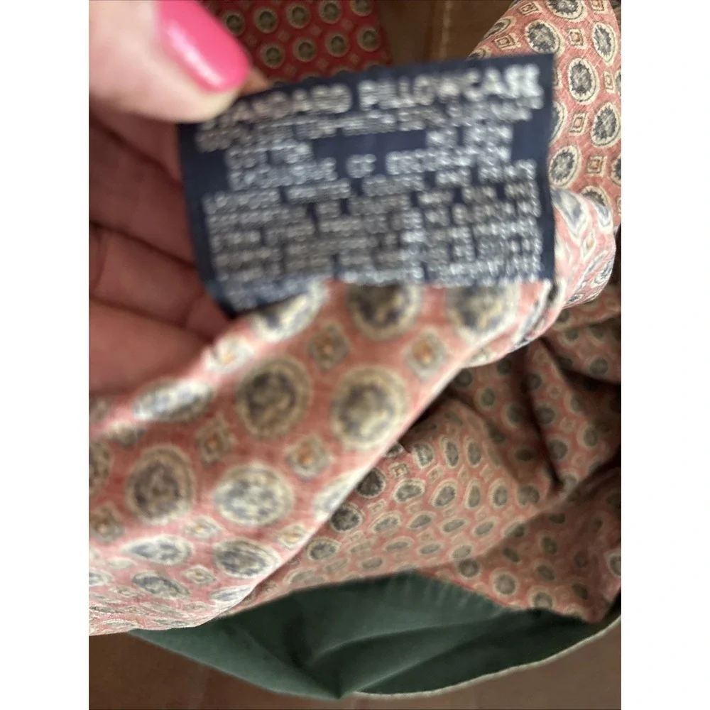 Ralph Lauren Wilkes Foulard Equestrian Green Red pillowcase Some Fading set /2